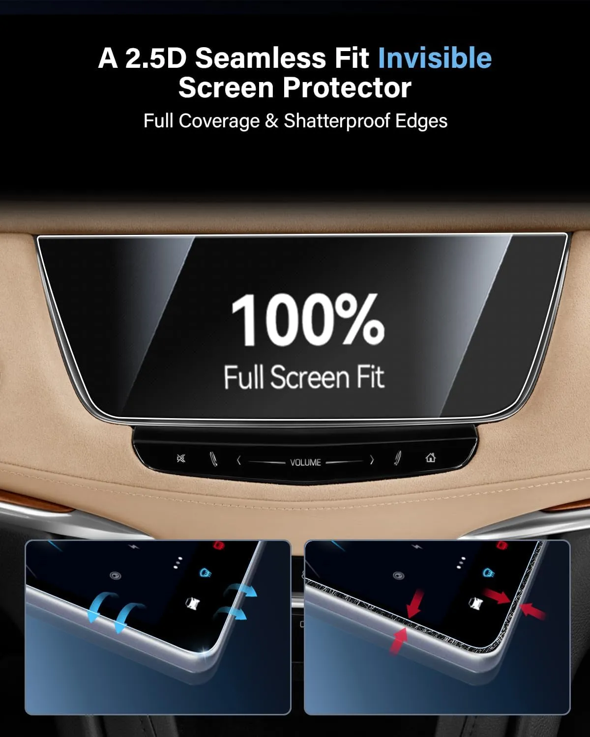 For 2017-2025 Cadillac XT5& 2020-2025 XT6 Screen Protector 8 Inch Glossy Tempered Glass Touchscreen *1 Accessories 9H Hardness Glass - No More Scratch&Fingerprint