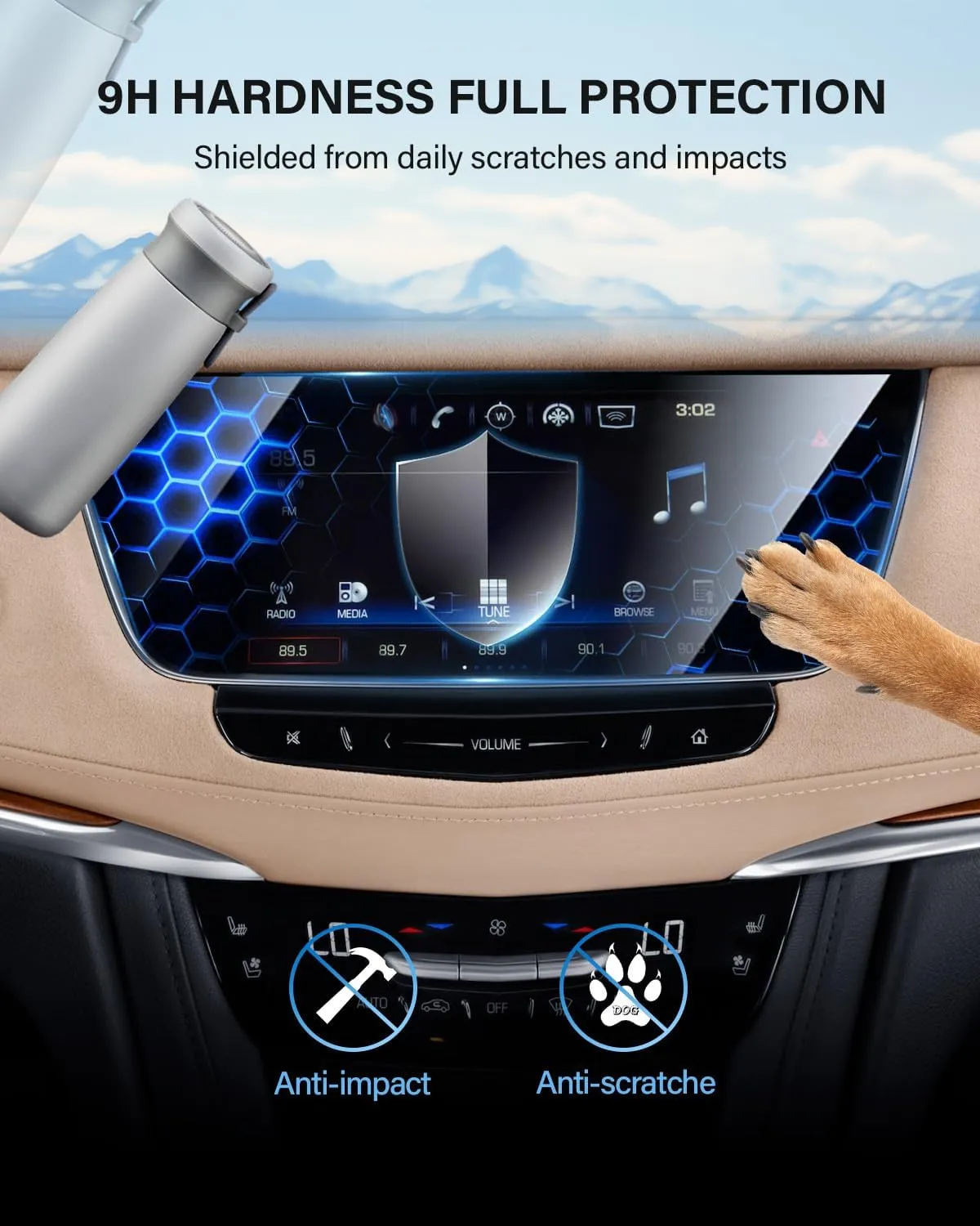 For 2017-2025 Cadillac XT5& 2020-2025 XT6 Screen Protector 8 Inch Glossy Tempered Glass Touchscreen *1 Accessories 9H Hardness Glass - No More Scratch&Fingerprint