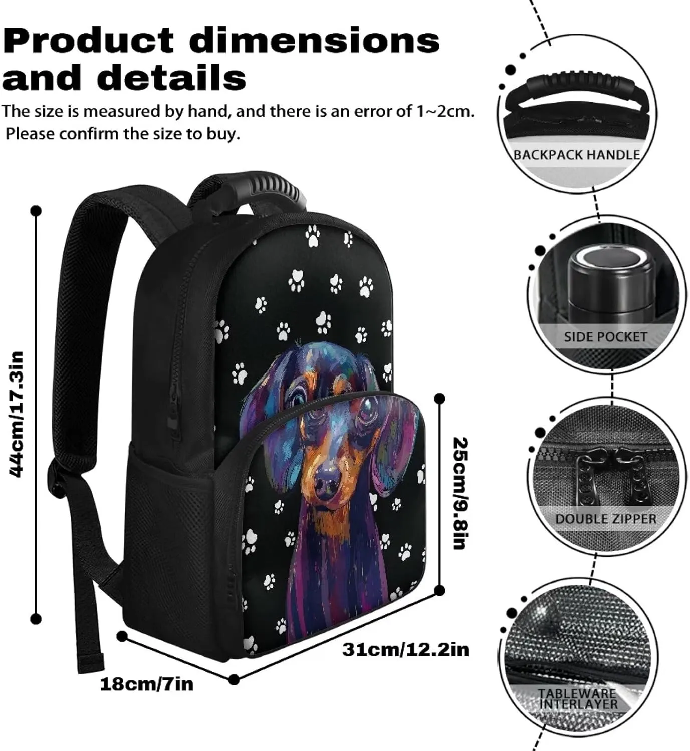 FOR U DESIGNS Backpack Cooler with Storage Asethetic Travel Backpack for Women 17 Inch Lightweight Backpack