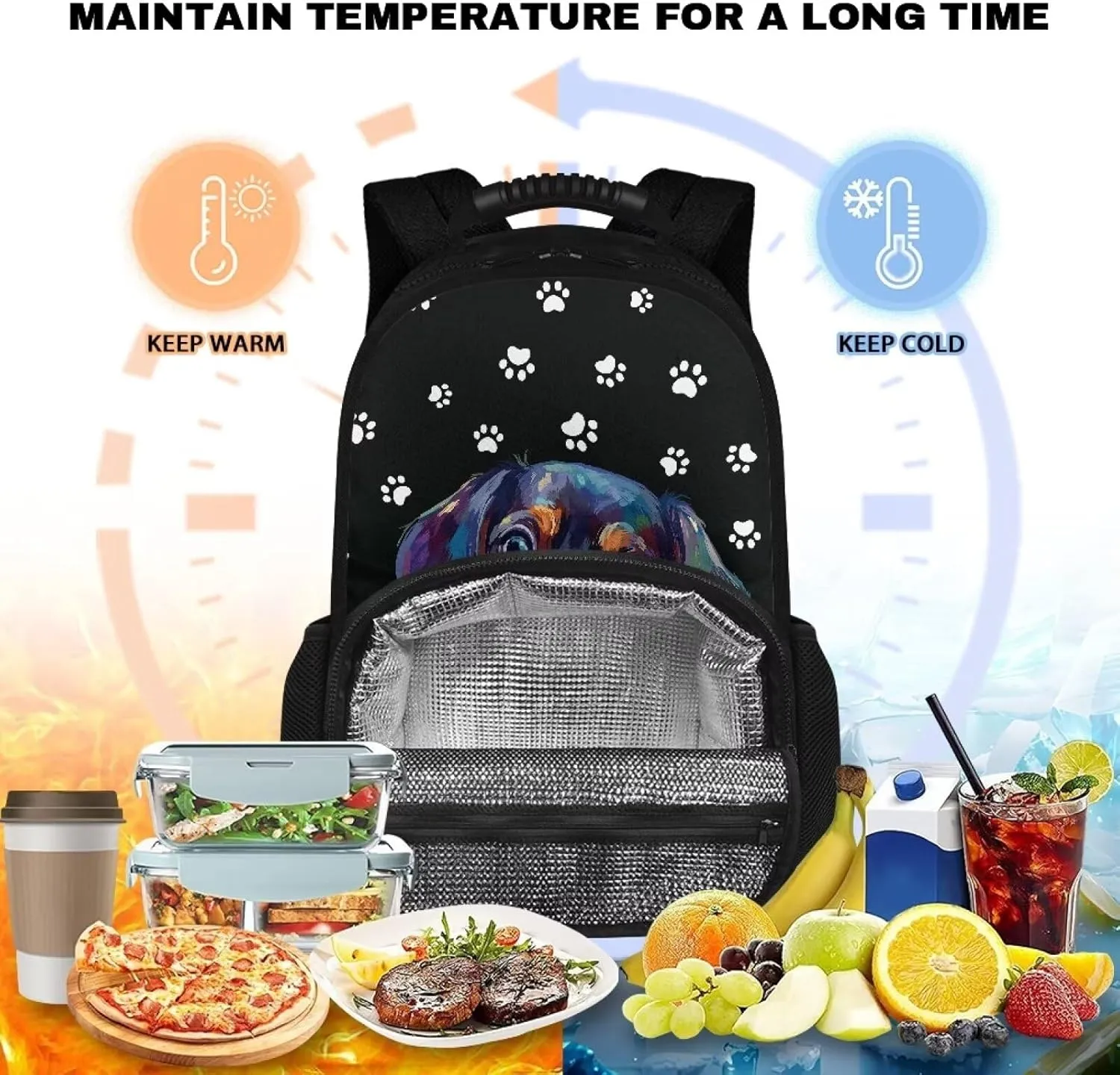 FOR U DESIGNS Backpack Cooler with Storage Asethetic Travel Backpack for Women 17 Inch Lightweight Backpack