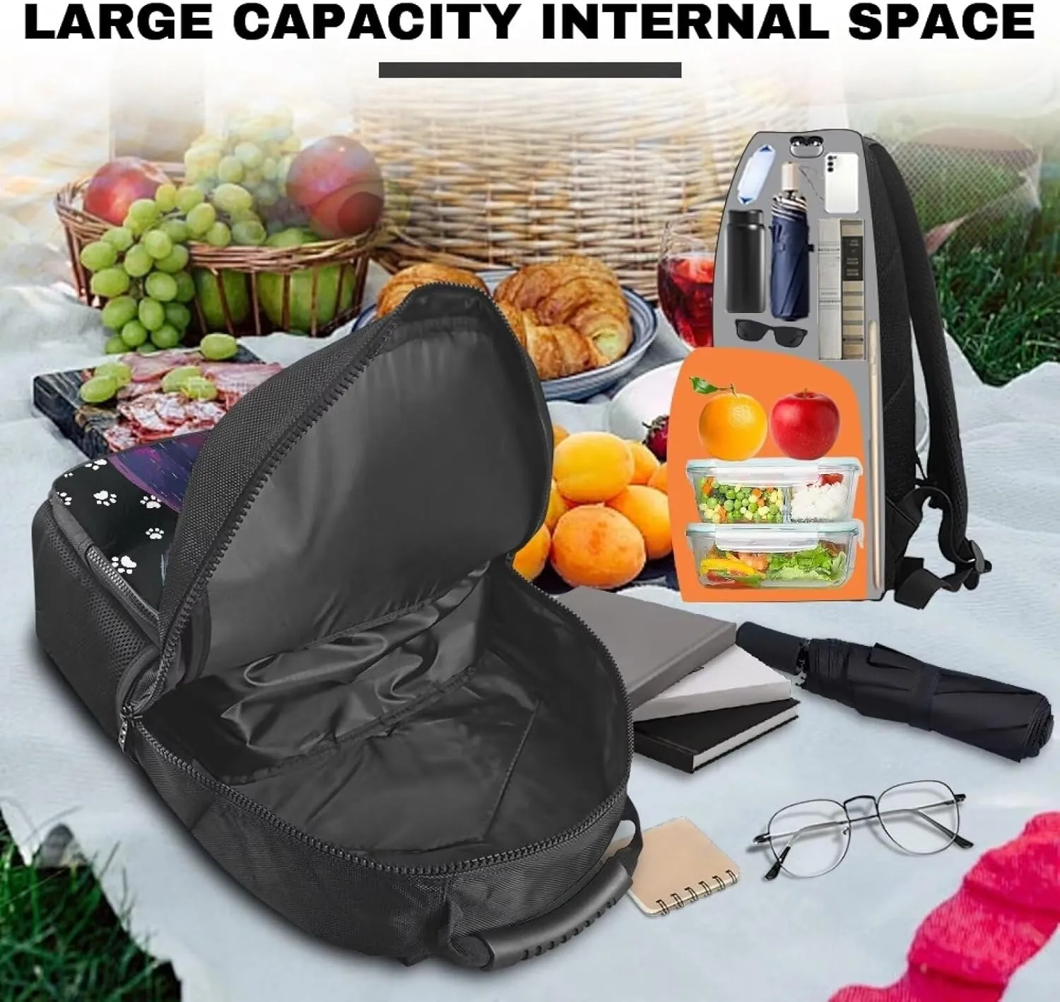 FOR U DESIGNS Backpack Cooler with Storage Asethetic Travel Backpack for Women 17 Inch Lightweight Backpack