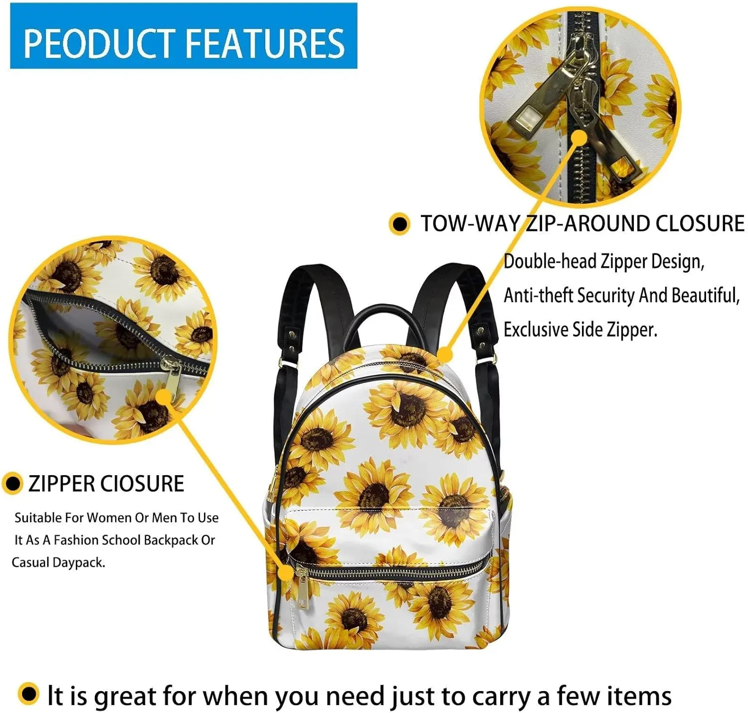 Forchrinse Cute Bee Womens Cute Backapck Purse RFID Blocking Handbag Leather Small Anti Theft Rucksack Daypack and Long Wallet for Travel School Gym