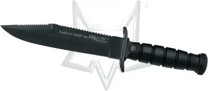 Fox Cutlery FOX697 Military Explorer Fixed Blade Knife Black Sawback Clip/ABS