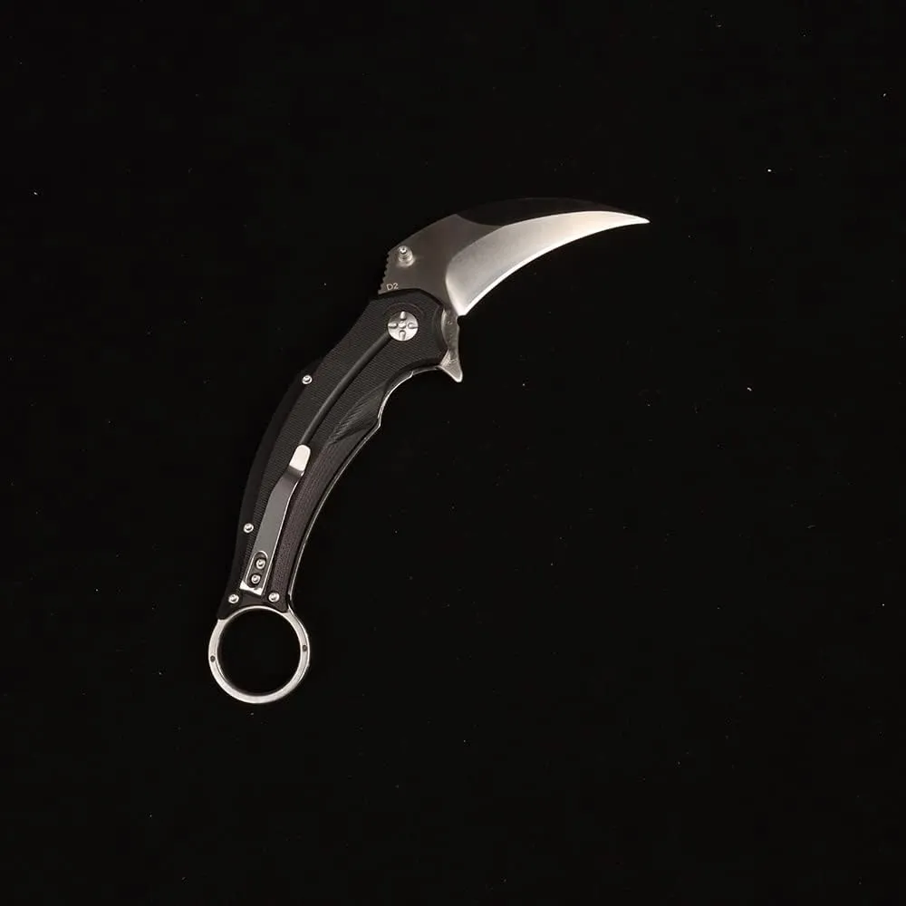 fox folding claw D2 steel outdoor survival camping knife (silver blade)