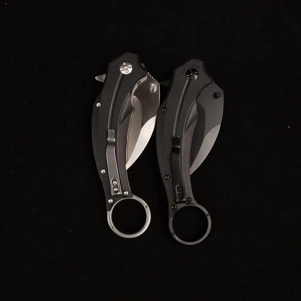 fox folding claw D2 steel outdoor survival camping knife (silver blade)