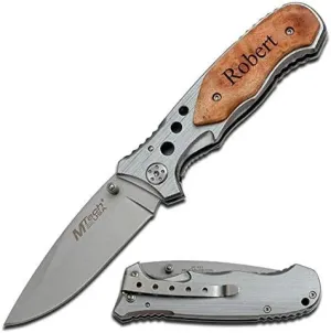 Free Engraving - Quality Tactical Folding Knife, Stainless Steel / Wood