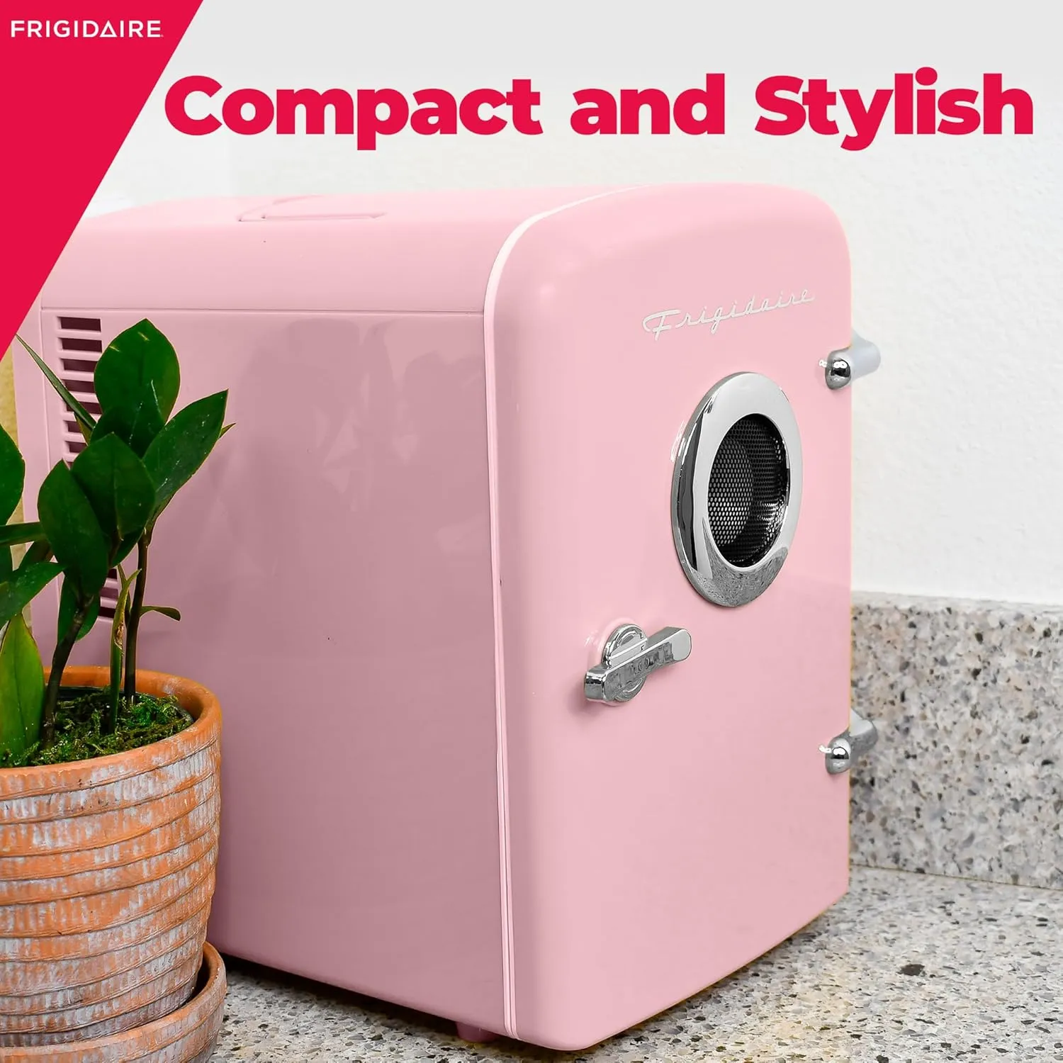 Frigidaire Retro Mini Compact Beverage Cooler, Great for Keeping Office Lunch Cool! (Built-in Bluetooth Speaker)