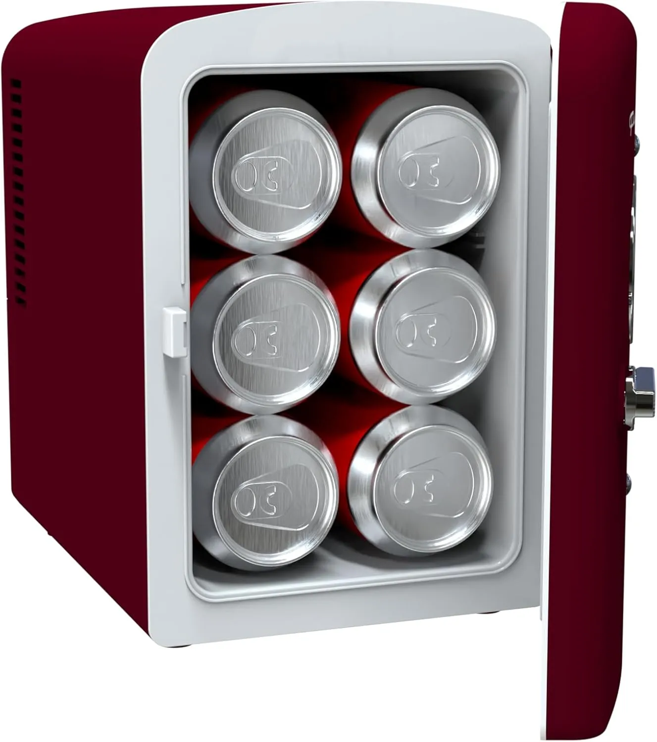 Frigidaire Retro Mini Personal Fridge Cooler, Holds up to 9 Cans, Portable for Car, Office, Bedroom, Dorm Room, or Cabin, Includes 110V AC and 12V DC cords - 11.8"D x 7.1"W x 10.1"H, Red