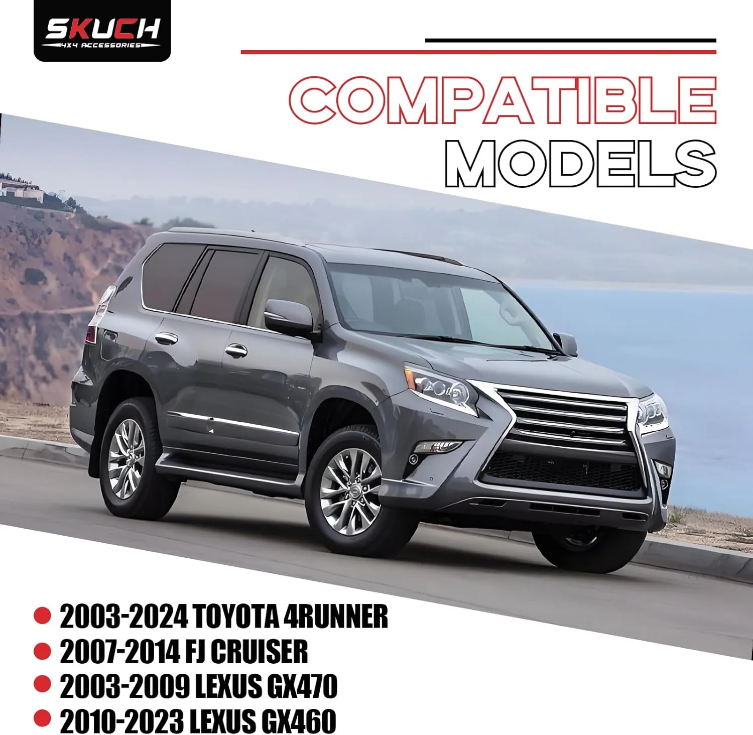 Front Upper Control Arms - 2-4" Lift for 2003-2024 Toyota 4Runner, 2007-2014 FJ Cruiser, 2003-2009 Lexus GX470, 2010-2023 Lexus GX460, Suspension Kit Replaces Factory Parts (2PCS)