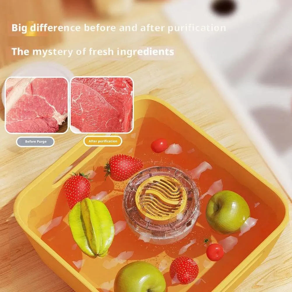 Fruit and Vegetable Washing Machine,Portable IPX7 Fruit Cleaner Device,with Wireless Charging & Hydroxyl Water Ion Purification Technology for Fruits, Vegetables, Aquatic Products, Meat (Black)