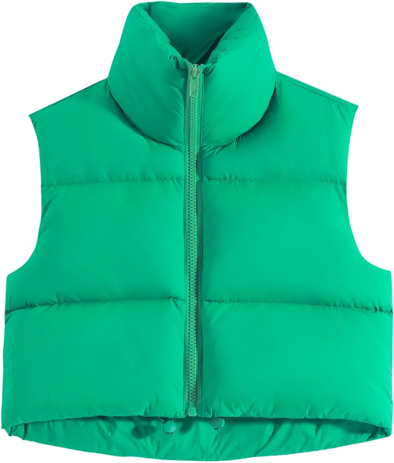 Fuinloth Women's Padded Vest, High Stand Collar Lightweight Zip Crop Puffer Gilet