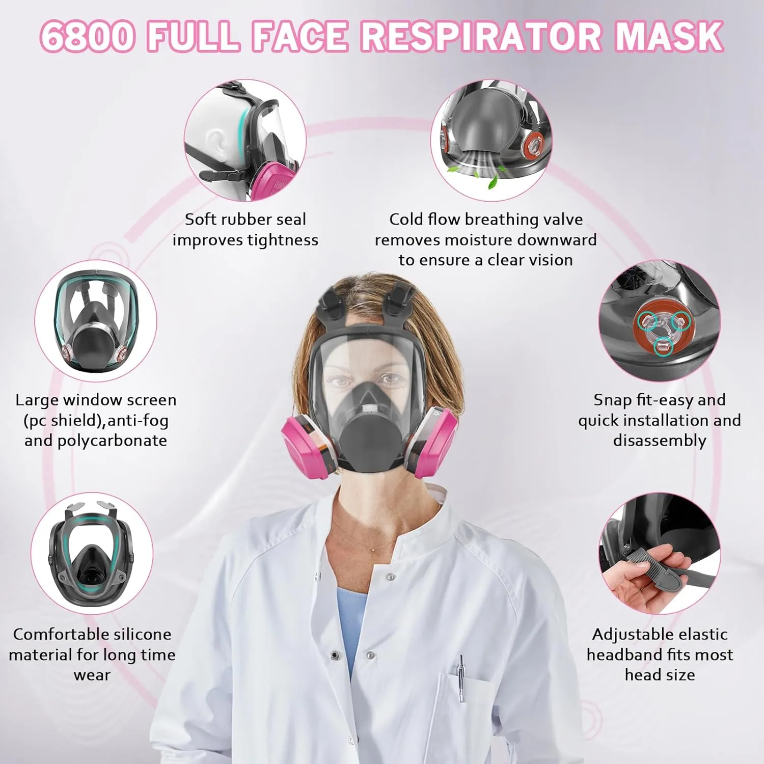 Full Face Respirator Mask with 60925 Filters - Reusable Full Face Gas Masks Survival Nuclear and Chemical,Ideal for Paint, Dust, Spraying, Chemicals, Epoxy Resin, Polishing, Sanding, Cutting