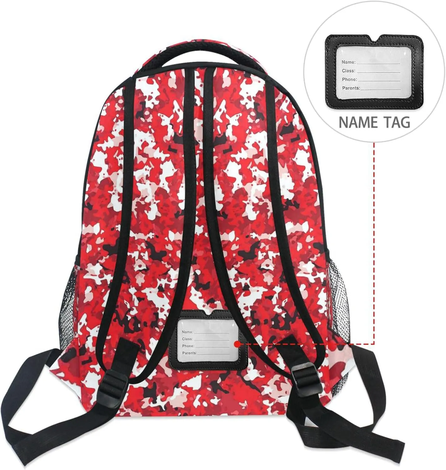 Fun Backpack for Teacher Nurse Waterproof Backpack With Water Bottle Pocket with Chest Strap for Travel Trip Red Camouflage Camouflage