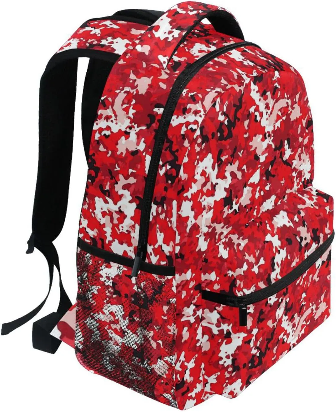 Fun Backpack for Teacher Nurse Waterproof Backpack With Water Bottle Pocket with Chest Strap for Travel Trip Red Camouflage Camouflage