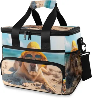 Funny Dog Summer Beach Cooler Bag Insulated Cooler Soft Sided Cooler 24 Can Portable Picnic Bag Large Leakproof Lunch Bag Box for Beach Grocery Camping Travel Car Men Women