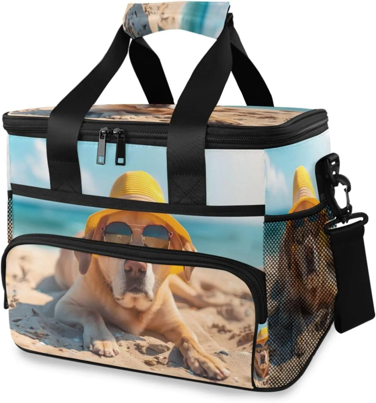 Funny Dog Summer Beach Cooler Bag Insulated Cooler Soft Sided Cooler 24 Can Portable Picnic Bag Large Leakproof Lunch Bag Box for Beach Grocery Camping Travel Car Men Women