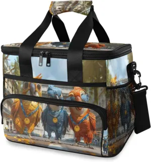 Funny Parrot Bird Cooler Bag Insulated Cooler Soft Sided Cooler 24 Can Portable Picnic Bag Large Leakproof Lunch Bag Box for Beach Grocery Camping Travel Car Men Women
