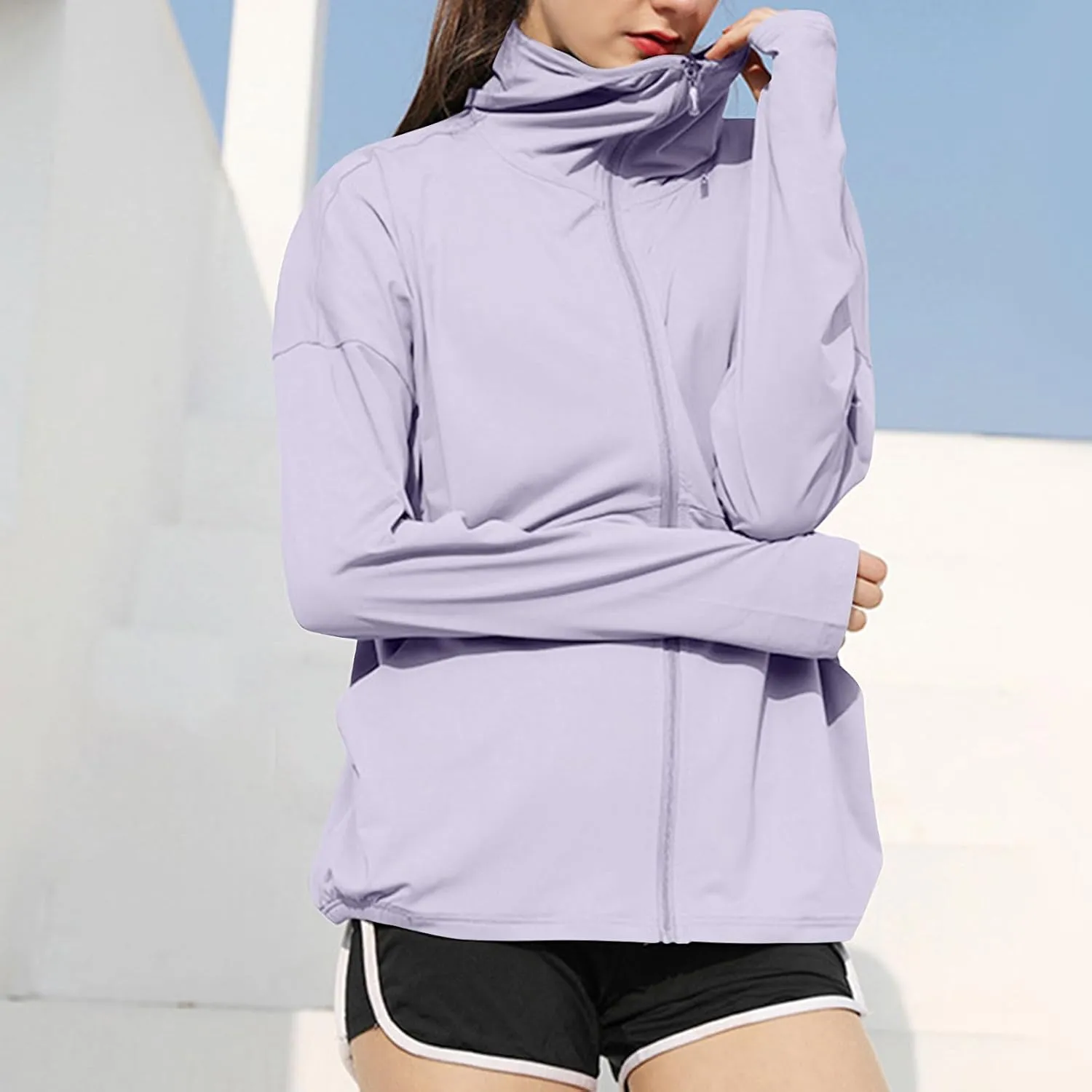 FZYLQY Women's UPF 50  Lightweight Athletic Jacket Full Zip UV Long Sleeve Hoodies SPF Lightweight Jacket Hiking Outfits