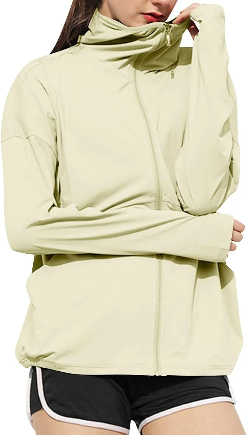 FZYLQY Women's UPF 50  Lightweight Athletic Jacket Full Zip UV Long Sleeve Hoodies SPF Lightweight Jacket Hiking Outfits
