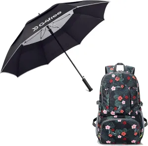 G4Free 40L Lightweight Packable Hiking Backpack, Waterproof Travel Daypack Lightweight Large Golf Umbrella 62 Inch Carbon Fiber Oversize Double Canopy Vented with Reflective Stripe Umbrella