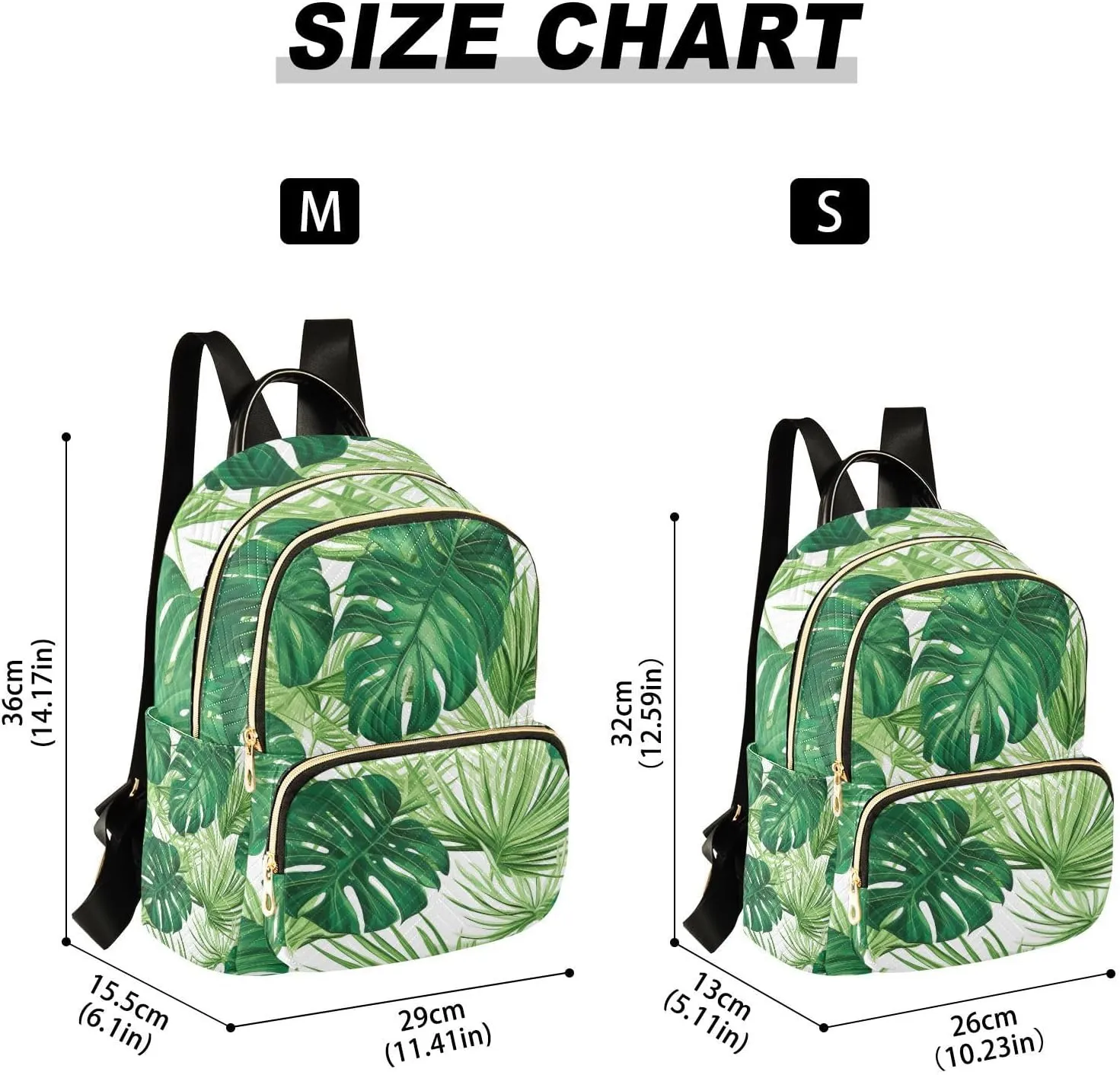 GAIGEO Jungle Leaves in White Women's Purse Backpack, Womens Daily Backpack, Women's Travel Backpack for Airplane, S