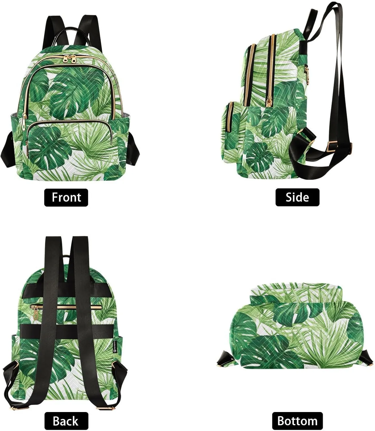 GAIGEO Jungle Leaves in White Women's Purse Backpack, Womens Daily Backpack, Women's Travel Backpack for Airplane, S