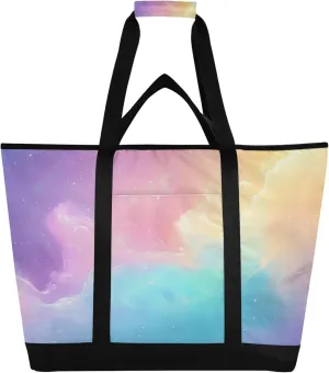 Galaxy Background Reusable Insulated Cooler Bag with Ice Pack Compartment - Large 47L Waterproof Thermal Grocery Tote for Picnic Beach Camping Lunch Storage