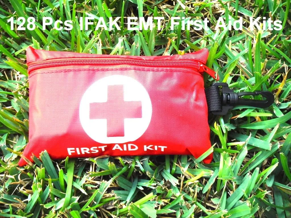 Galaxylense 128 Pcs First Aid Kits Small for Survival Emergency Trauma Military Tactical Medical School Office Home Hunting Camping Hiking Traveling Fishing IFAK EMT Bag (10 Packs)