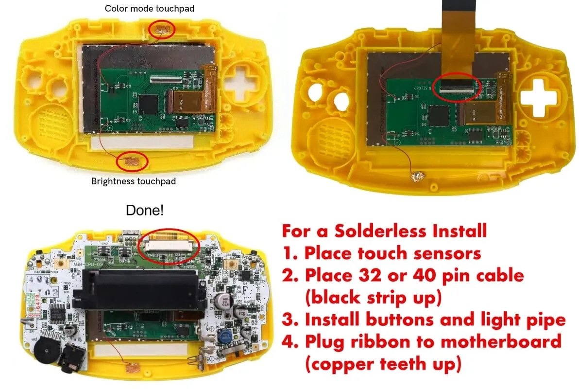 Game Boy Advance 3.0 720x480 V5 Drop In IPS Kit for Gameboy AGB-001 (Kit Only)