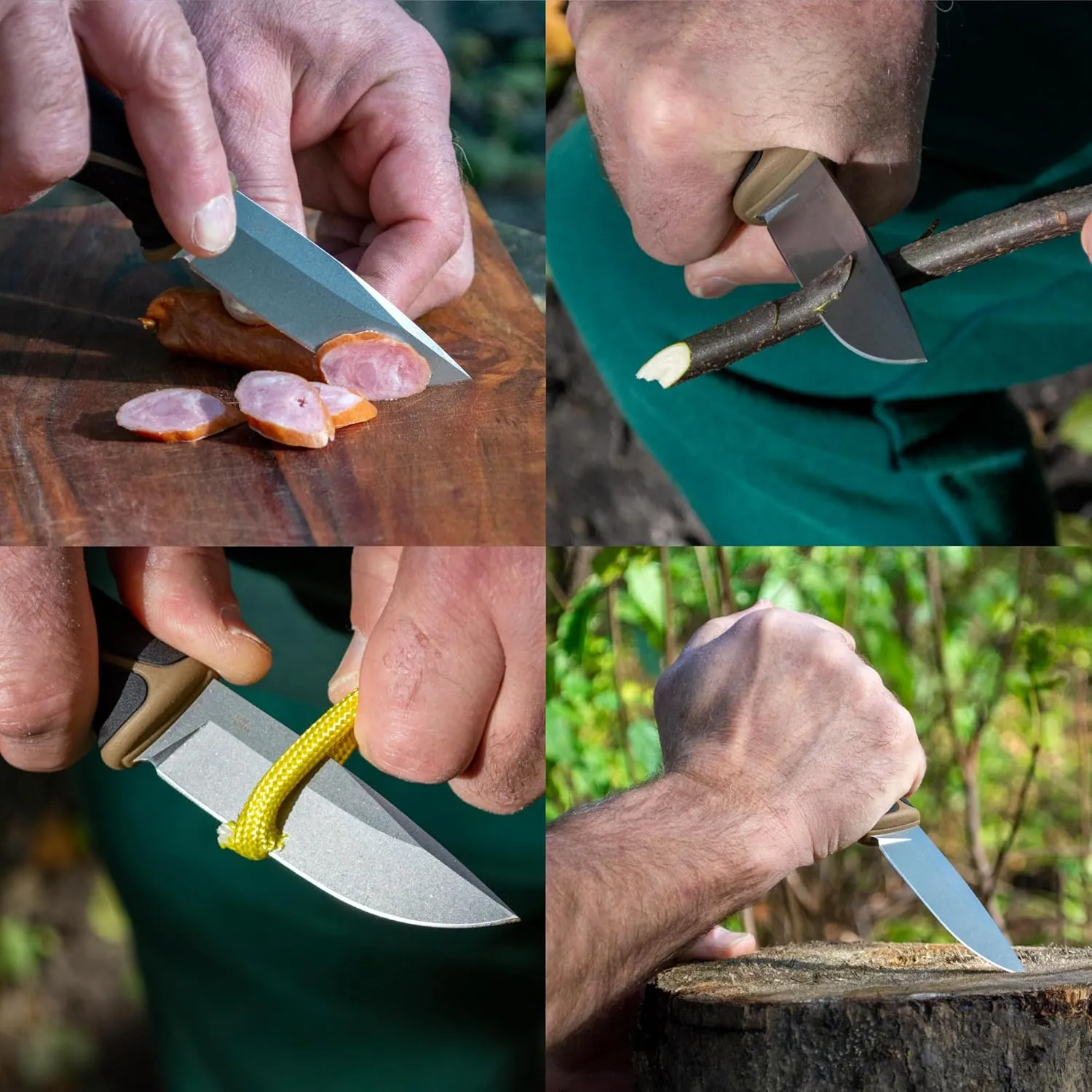 Ganzo G807-DY Fixed Blade Knife Razor Sharp 9CR14 Stainless Steel Blade PP Handle Outdoor Knife with Sheath Hunting Fishing Hiking Tool (Beige)