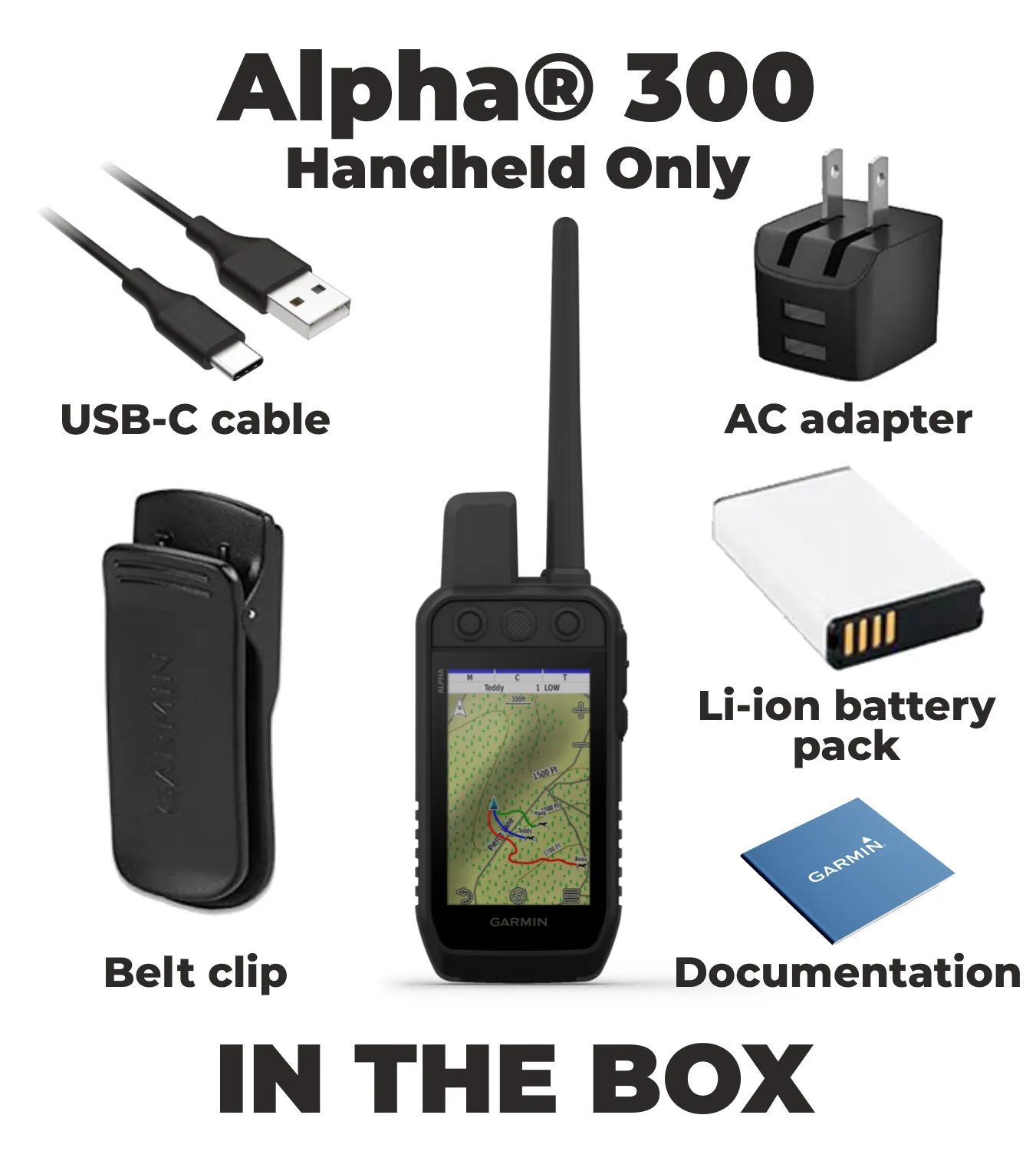 Garmin Alpha 300 / Alpha 300i Advanced Dog Tracking and Training Handheld with Wearable4U Bundle