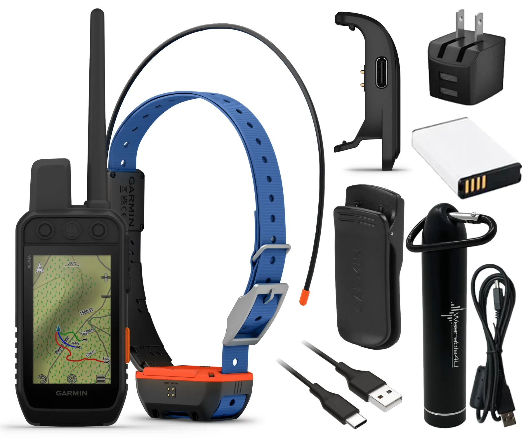 Garmin Alpha 300 / Alpha 300i Advanced Dog Tracking and Training Handheld with Wearable4U Bundle