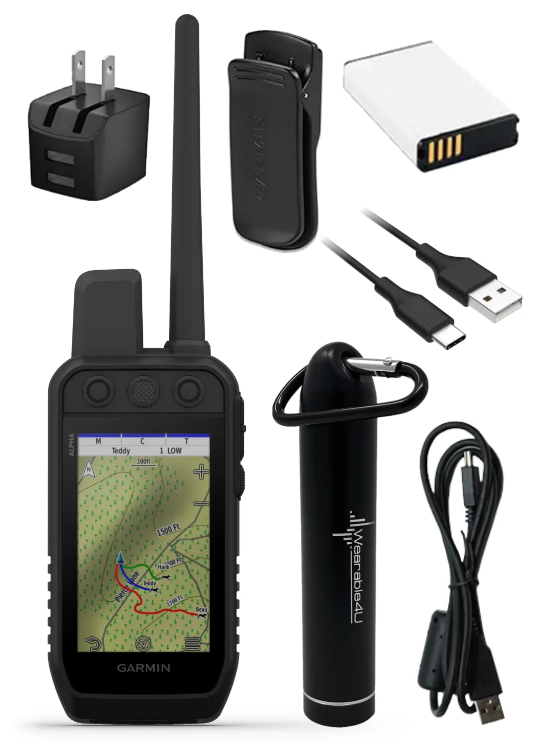 Garmin Alpha 300 / Alpha 300i Advanced Dog Tracking and Training Handheld with Wearable4U Bundle