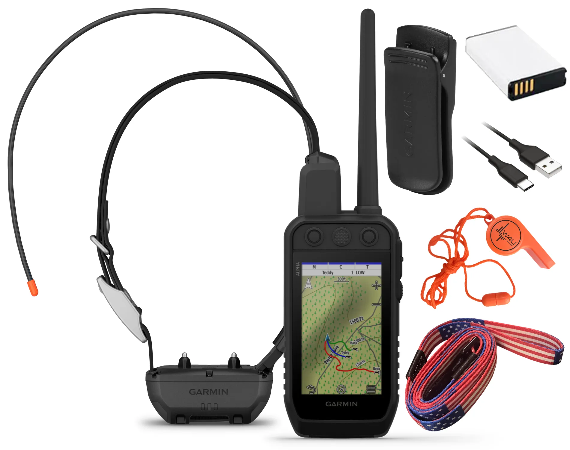 Garmin Alpha 300 / Alpha 300i Advanced Dog Tracking and Training Handheld with Wearable4U Bundle
