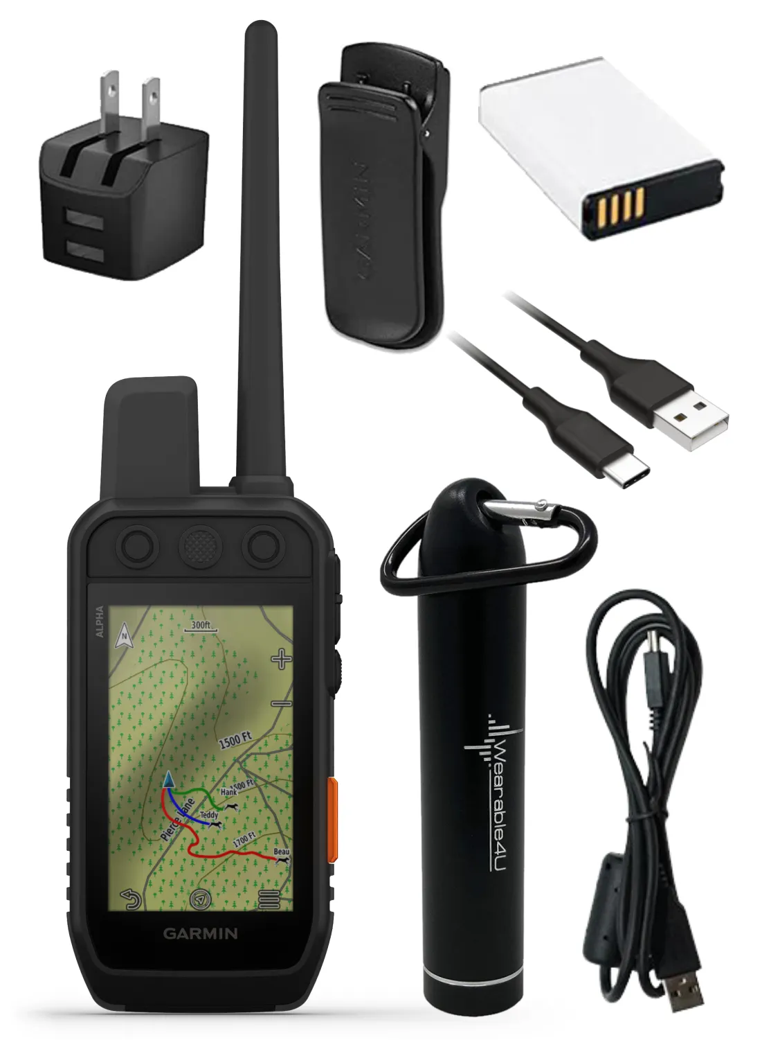 Garmin Alpha 300 / Alpha 300i Advanced Dog Tracking and Training Handheld with Wearable4U Bundle