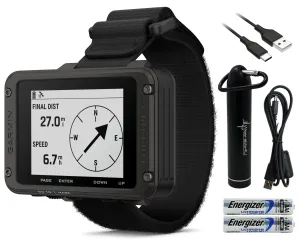 Garmin Foretrex 801 Wrist-mounted GPS Navigator, Tactical Features with AAA Batteries and Wearable4U Power Bank Bundle