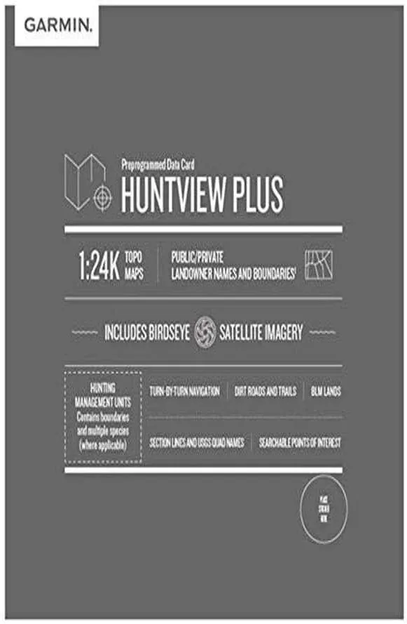 Garmin Huntview Plus, Preloaded microSD Cards With Hunting Management Units for Garmin Handheld GPS Devices, Indiana