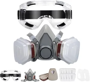 Gas Masks Survival Nuclear and Chemical - Half Face Gas Mask with 40mm Activated Carbon Filter & 6001CN Filters (Half)