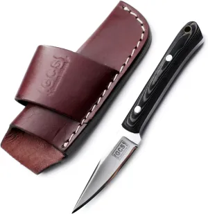 GCS Handmade D2 Steel Hunting And Skinning Knife with Black And White Micarta Handle, Full Tang Blade, and Leather Sheath for Hunting Hunting Camping Survival EDC-GCS 930