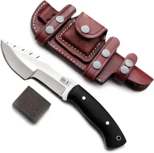 GCS Handmade D2 steel Hunting Knife G10 Handle Fixed Blade Knife Right Hand Scout Carry with Buffalo leather Sheath and Sharpening Stone for Hunting Camping Survival and EDC-GCS 960