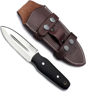 GCS Handmade Micarta Handle D2 Tool Steel Tactical Hunting Dagger Knife with leather sheath Full tang blade designed for Hunting & EDC GCS 187 Black