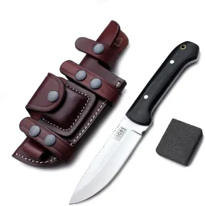 GCS Handmade Micarta Handle D2 Tool Steel Tactical knife Hunting Knife Camp Knife with leather sheath Full tang blade designed for Hunting & EDC GCS 108