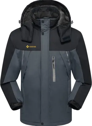 GEMYSE Men's Windproof Ski Jacket Warm Raincoats Snowboarding Hooded Parka With Multi-Pockets