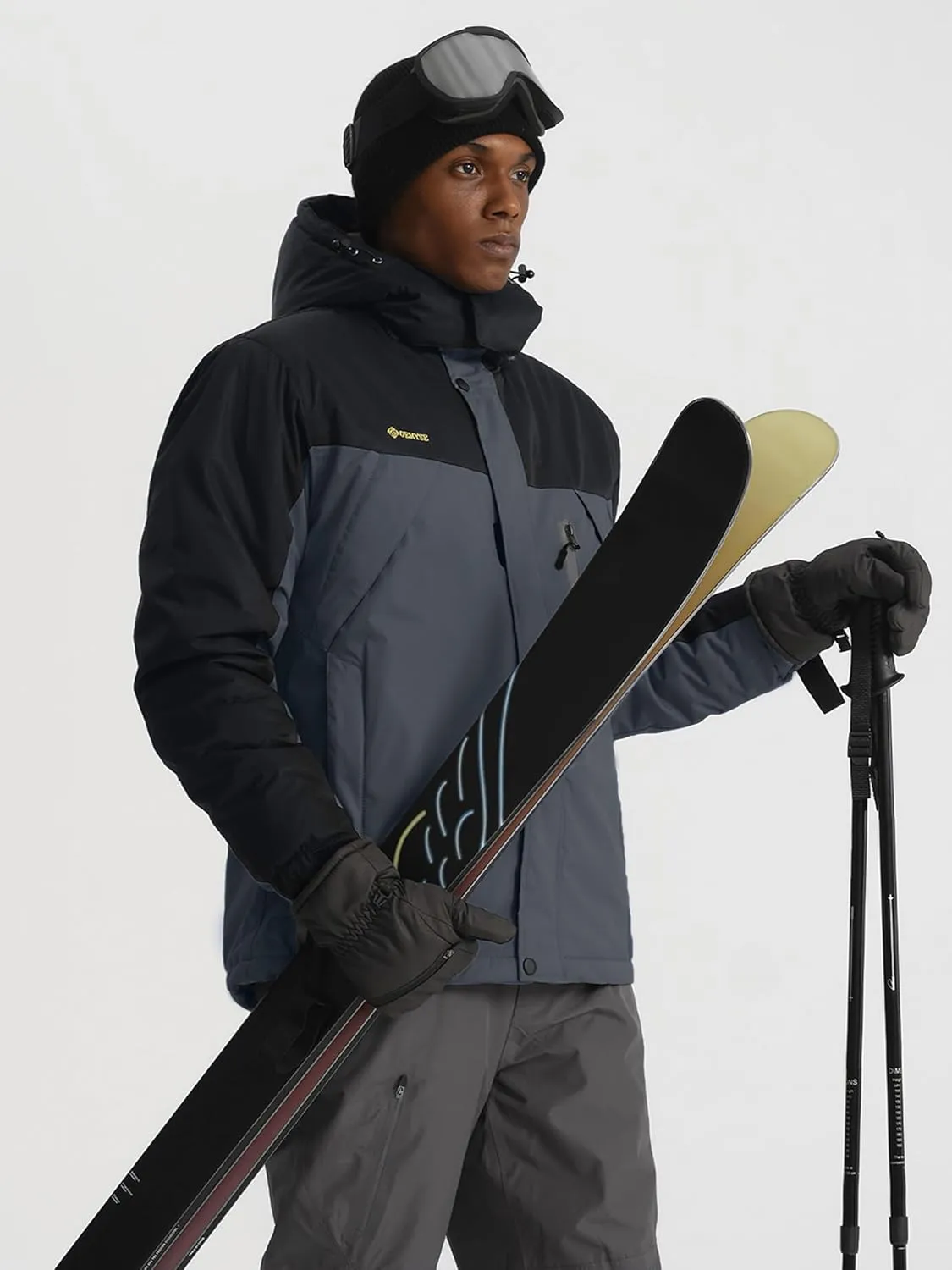 GEMYSE Men's Windproof Ski Jacket Warm Raincoats Snowboarding Hooded Parka With Multi-Pockets