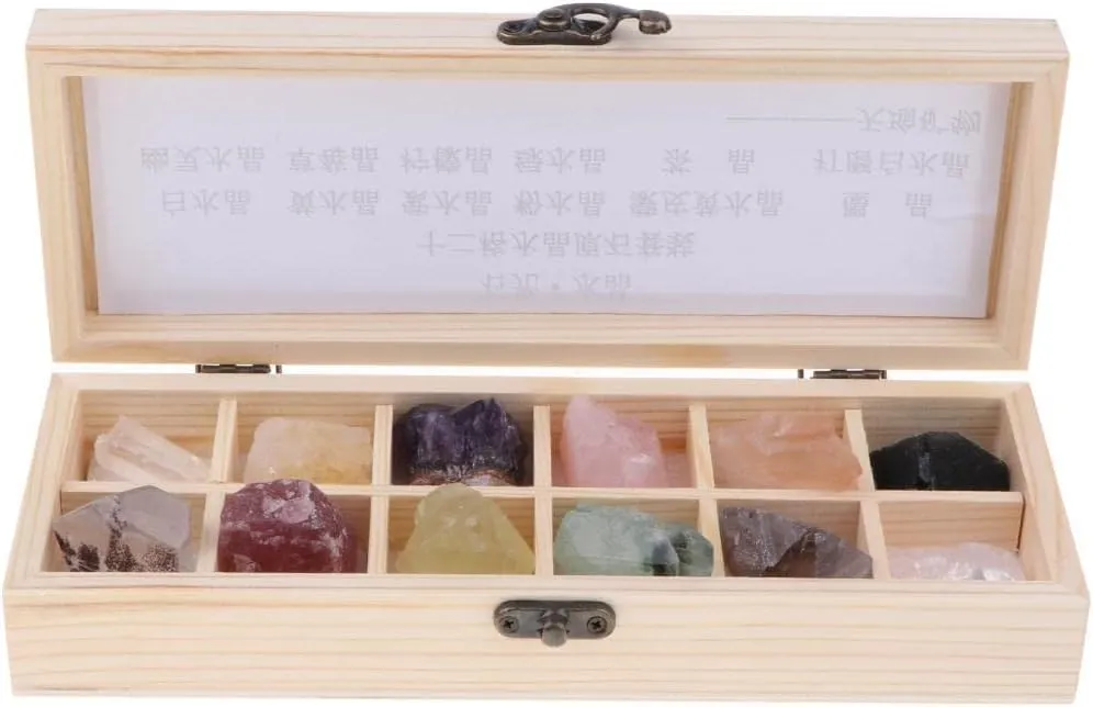 Geology Science Kit - Rock Mineral Collection Quartz Box of 12 - Perfect Crystal Kit for Young Scientists - Gemstone Exploration Set