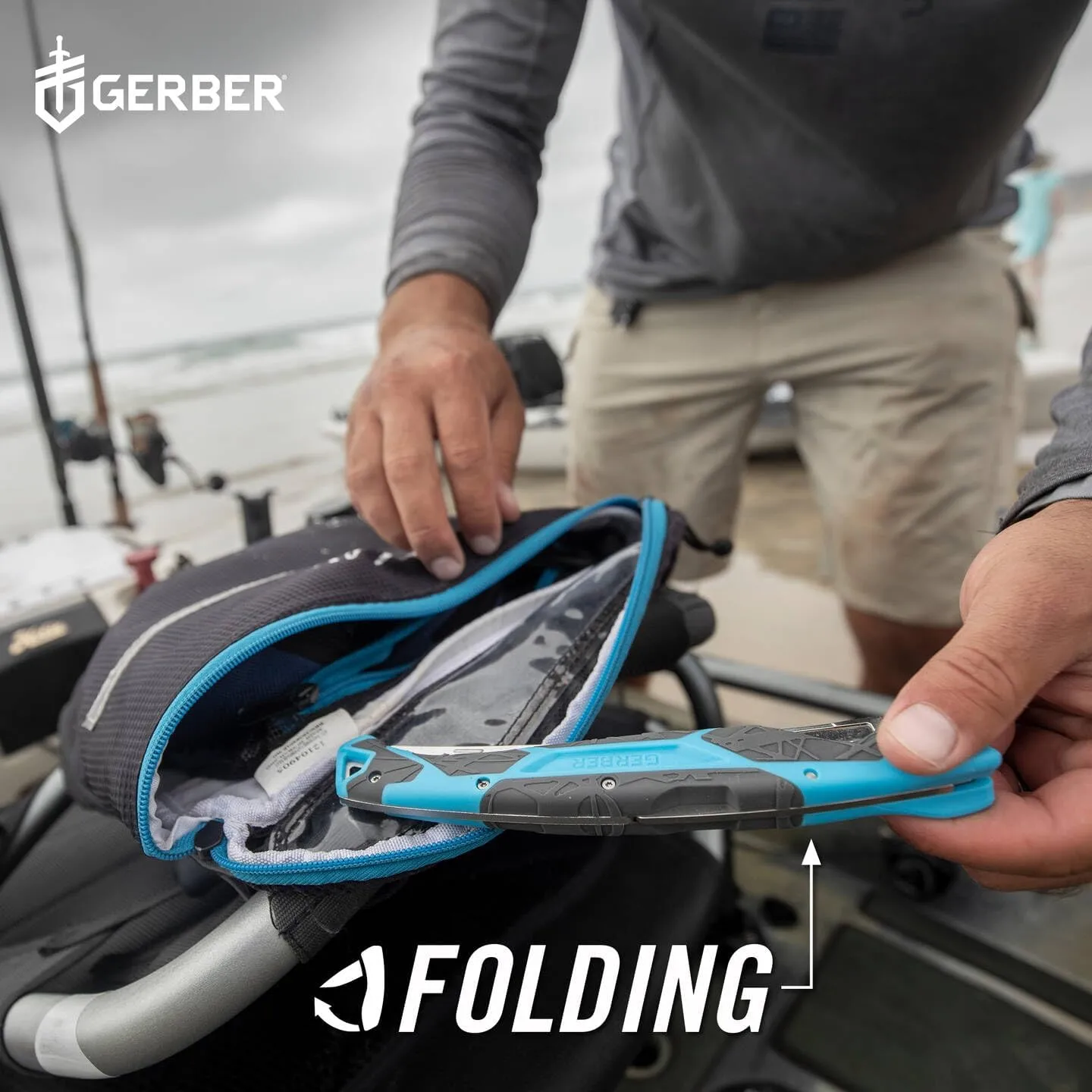 Gerber Gear Controller Folding Fillet - Saltwater Fishing Knife - Corrosion-Resistant Fishing Accessory - Premium Gear - 6", Cyan