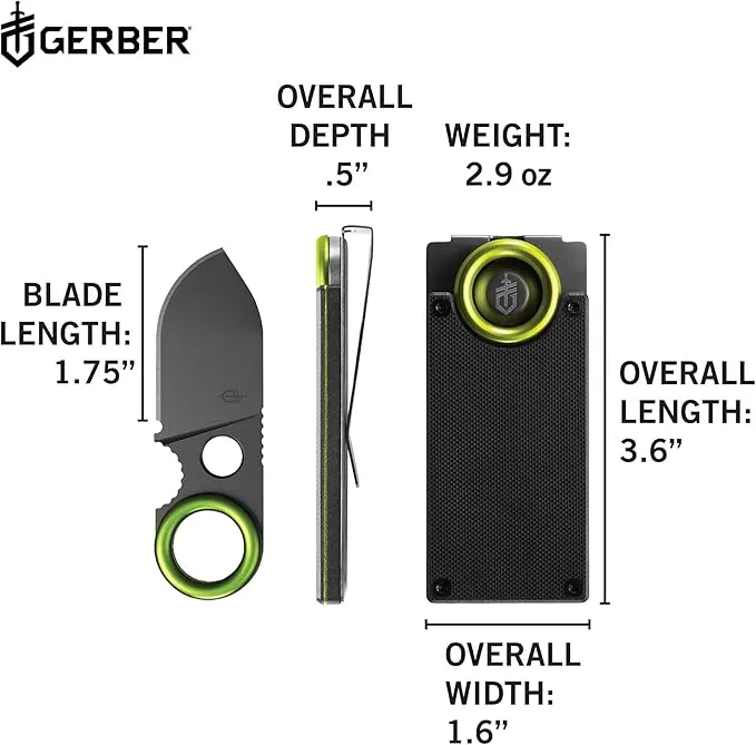 Gerber Gear GDC Money Clip with Pocket Knife - Fixed Blade Knife and Case - EDC Gear and Equipment - Stainless Steel