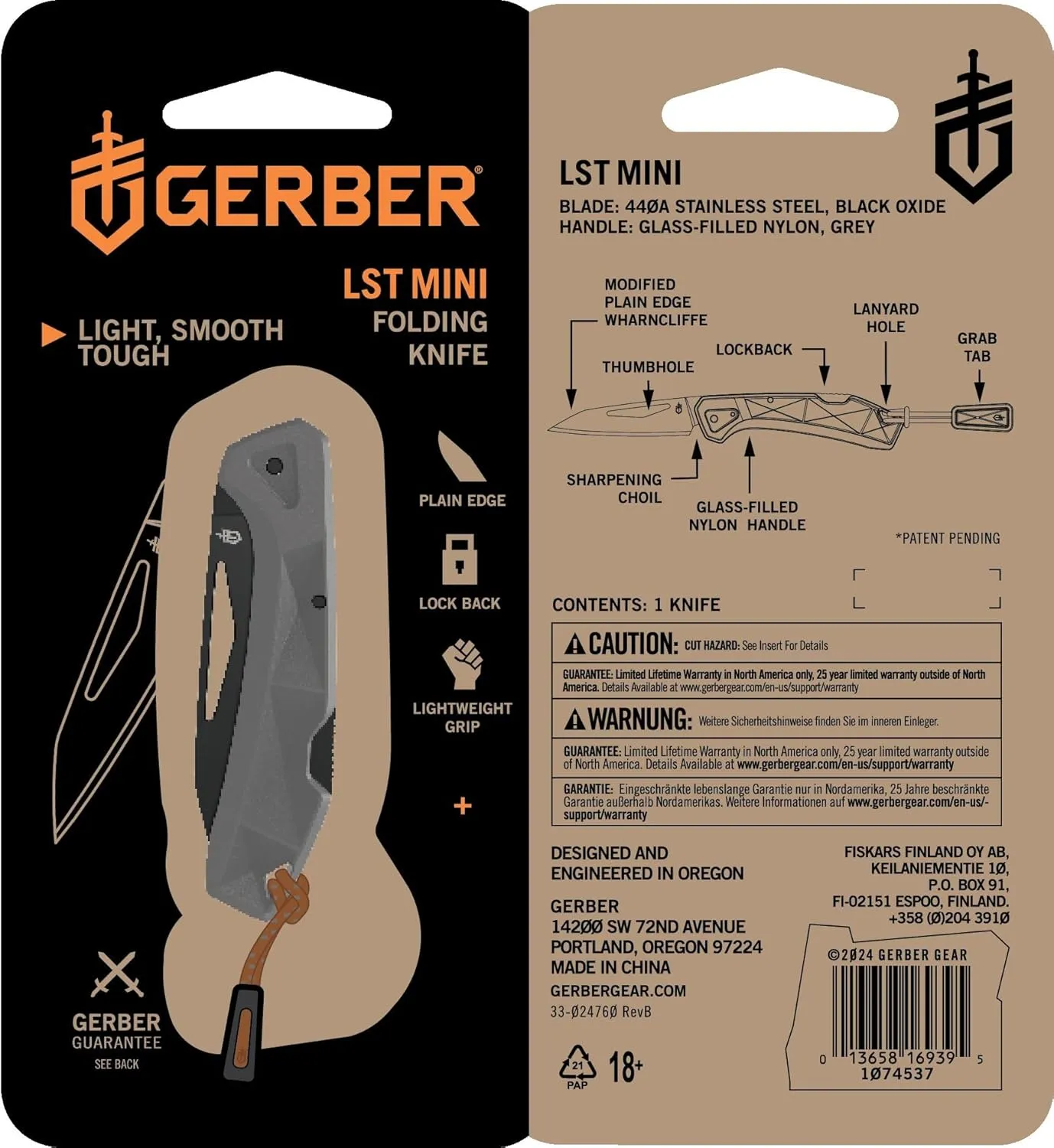 Gerber Gear LST Mini - Lightweight Folding Pocket Knife for Hiking, Camping - EDC Tool - Durable Stainless Steel Blade - Gray