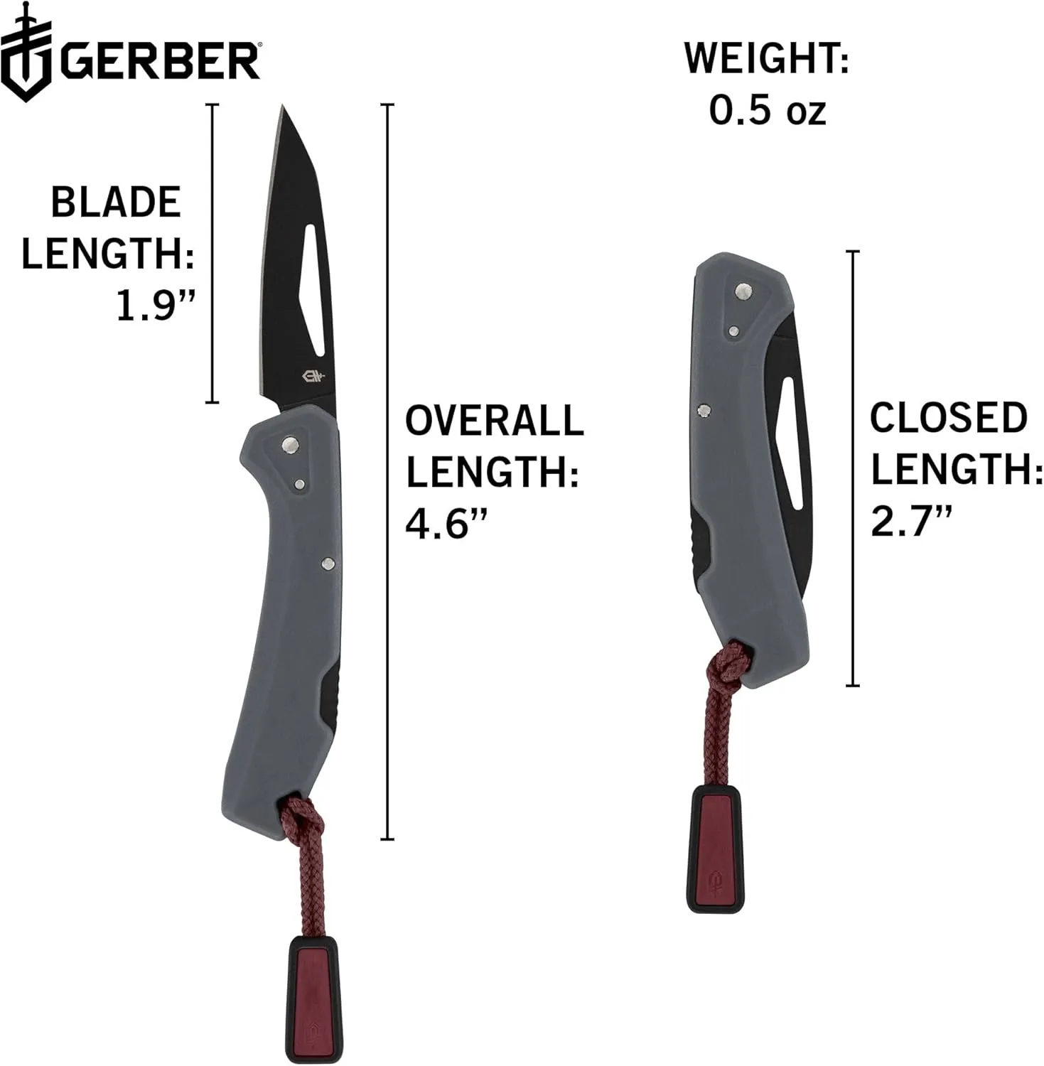 Gerber Gear LST Mini - Lightweight Folding Pocket Knife for Hiking, Camping - EDC Tool - Durable Stainless Steel Blade - Gray