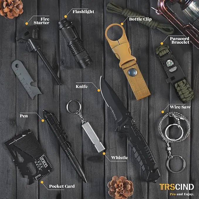 Gifts for Men Dad Husband Him, Christmas Stocking Stuffers Birthday Gifts Idea for Boyfriend Man, Survival Kit 14 in 1, Survival Gear and Equipment, Fishing Hunting Camping Accessories, Cool Gadgets